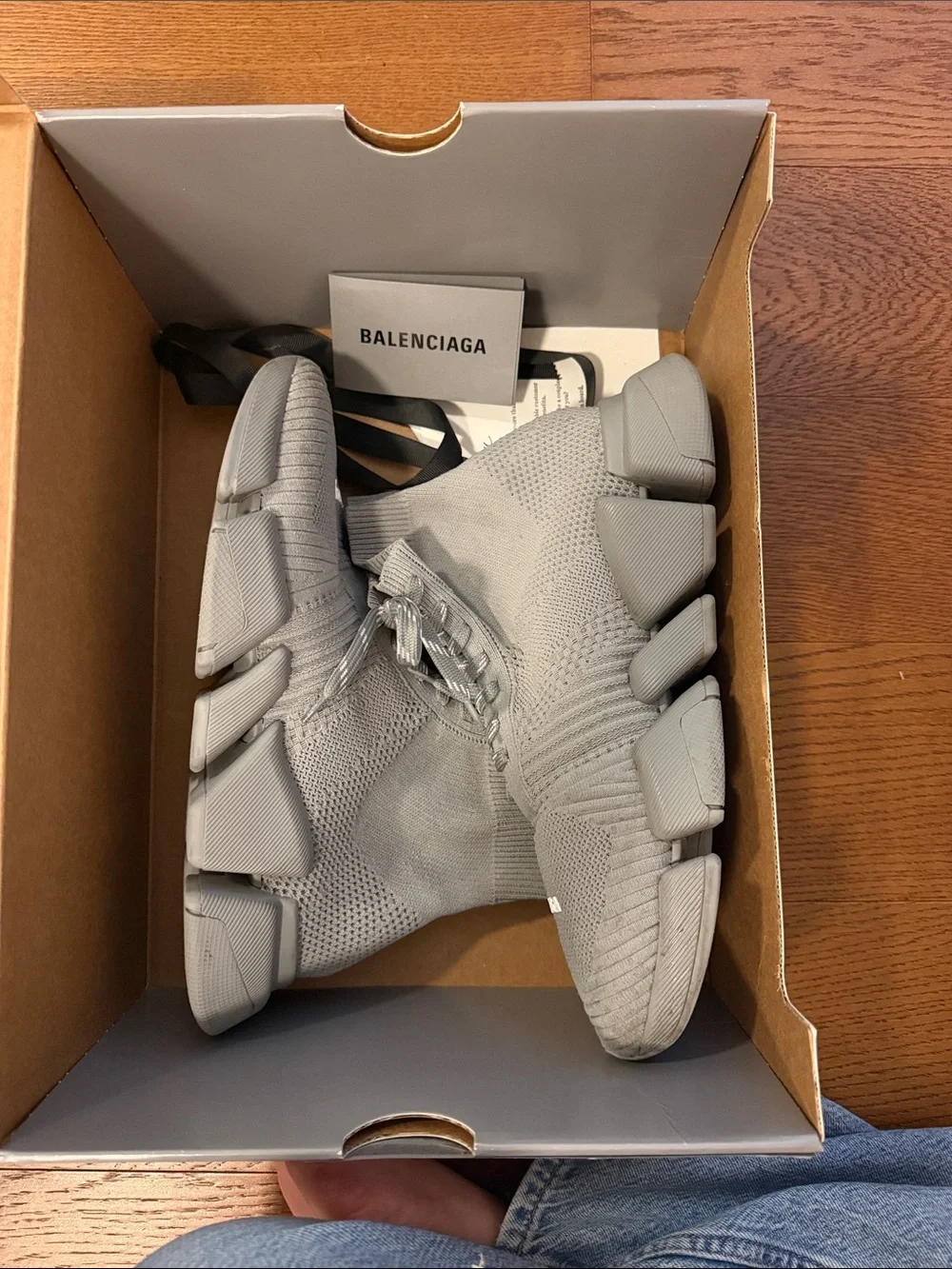 Balenciaga Grey Knit High-Top Sneakers